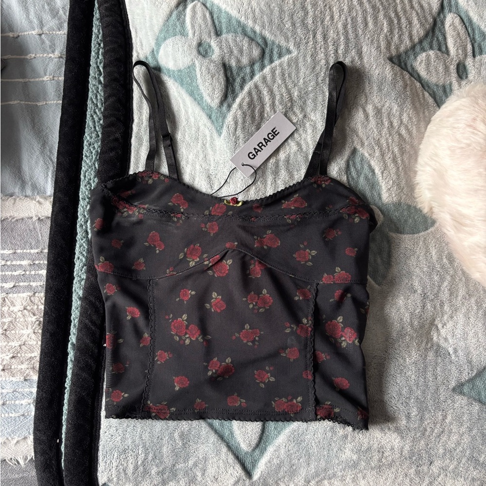 Garage Black and Red Floral Camisole